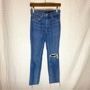 RAG & BONE High Rise Skinny Distressed Cropped Raw Hems Size 26